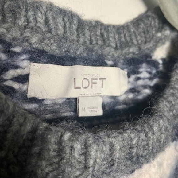 NWOT LOFT Fair Isle Chunky Apres Ski Nordic Sweater Wool Mohair Blend - Size M - Picture 5 of 8